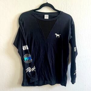 Victorias Secret Pink Long Metallic Sleeve Shirt